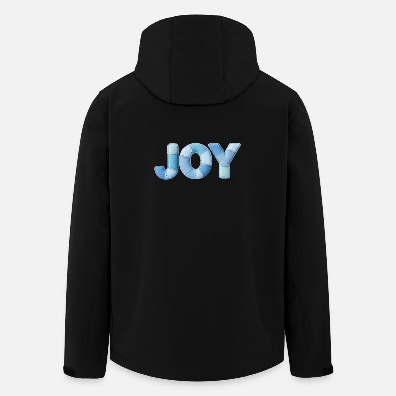 Lettrage Joyeuse en patchwork bleu - Veste softshell homme en polyester recyclé Stanley/Stella - noir