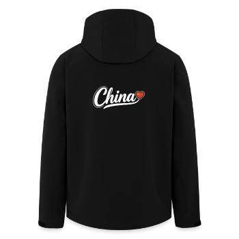 China Script with Flag Heart Fan Patriotic - Men’s Recycled Softshell Jacket by Stanley/Stella - black - Back - AI Model Male 185 light (185cm)