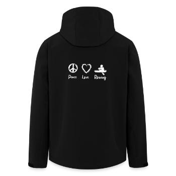 Peace Love Rowing - Recycelte Männer Softshell-Jacke von Stanley/Stella - Schwarz - Hinten - AI Model Male 185 light (185cm)