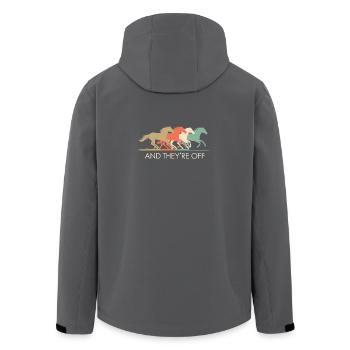 Vintage Rennpferde Illustration - Recycelte Männer Softshell-Jacke von Stanley/Stella - Anthrazit - Hinten - AI Model Male 185 light (185cm)