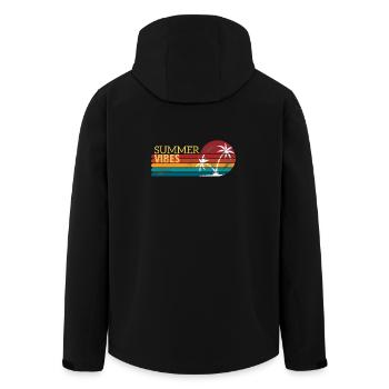 Vintage Summer Sunsets Design - Men’s Recycled Softshell Jacket by Stanley/Stella - black - Back - AI Model Male 185 light (185cm)
