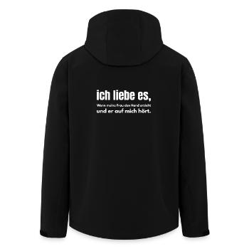 Ich liebe es, wenn meine Frau den Hund erzieht - Recycelte Männer Softshell-Jacke von Stanley/Stella - Schwarz - Hinten - AI Model Male 185 light (185cm)