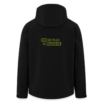 No Human Is Illegal - Kein Mensch ist illegal - Recycelte Männer Softshell-Jacke von Stanley/Stella - Schwarz - Hinten - AI Model Male 185 light (185cm)