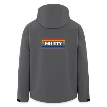Fairness Rainbow Lettering - Men’s Recycled Softshell Jacket by Stanley/Stella - anthracite - Back - AI Model Male 185 light (185cm)