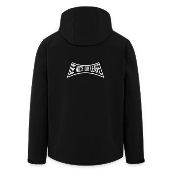 Be Nice Or Leave Lustig Statement Haltung Spruch - Recycelte Männer Softshell-Jacke von Stanley/Stella - Schwarz - Hinten - AI Model Male 185 light (185cm)