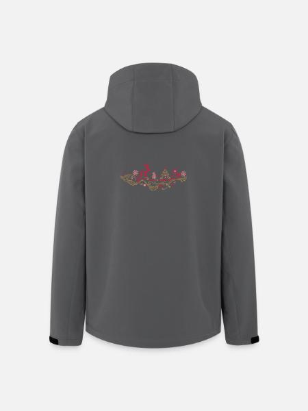Rentier mit Stechpalme und Weihnachtsbaum - Recycelte Männer Softshell-Jacke von Stanley/Stella - Schwarz