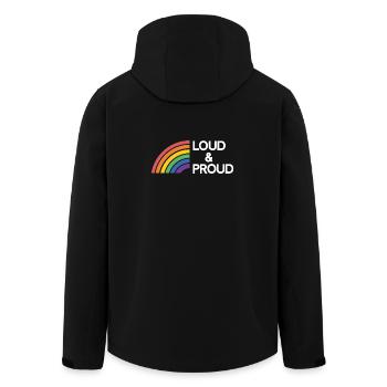 LGBTQ Pride Month - Loud and Proud - Men’s Recycled Softshell Jacket by Stanley/Stella - black - Back - AI Model Male 185 light (185cm)