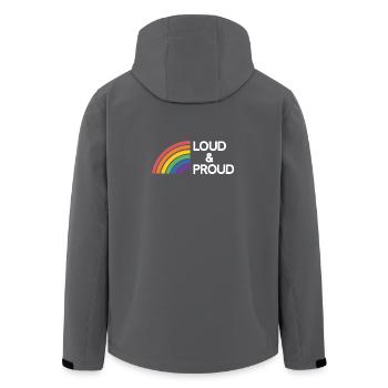 Mois de la fierté LGBTQ - Fort et fier - Veste softshell homme en polyester recyclé Stanley/Stella - charbon - Dos - AI Model Male 185 light (185cm)