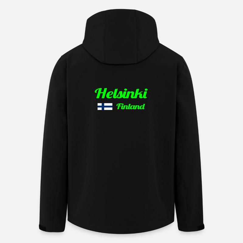 Helsinki, Finlande - Imprimés élégants - Veste softshell homme en polyester recyclé Stanley/Stella - noir