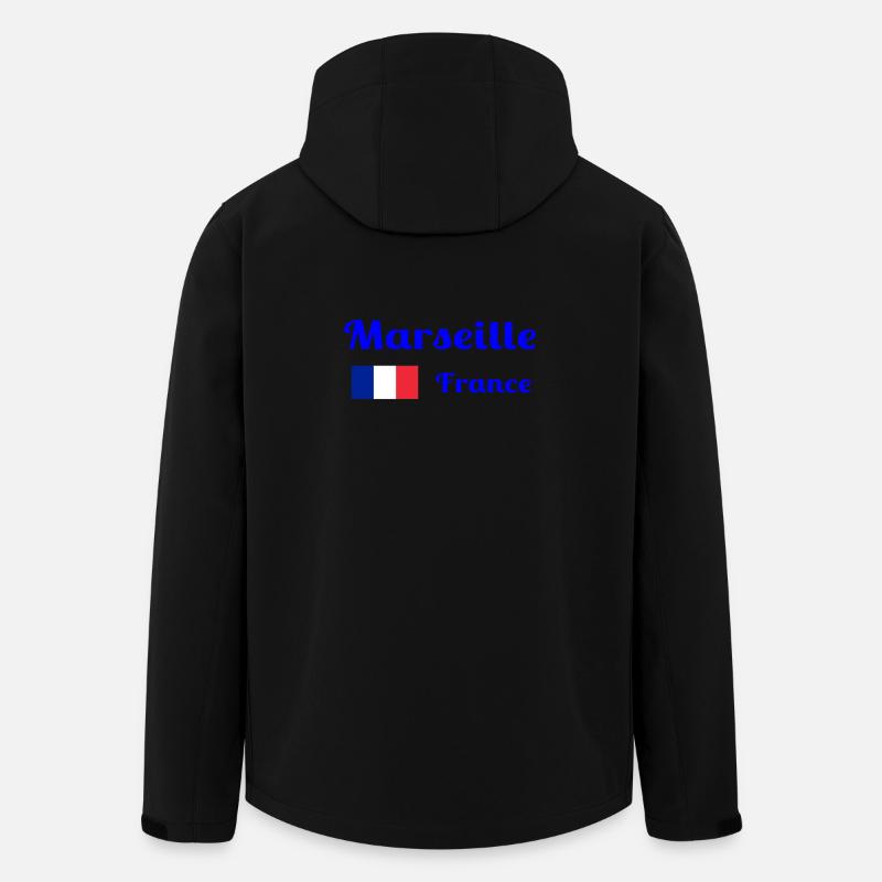 Marseille Frankreich - Stilvolle Drucke - Recycelte Männer Softshell-Jacke von Stanley/Stella - Schwarz