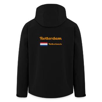 Rotterdam Netherlands- Stylish prints - Men’s Recycled Softshell Jacket by Stanley/Stella - black - Back - AI Model Male 185 light (185cm)