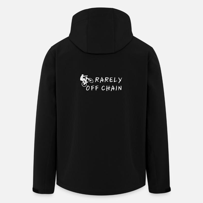 Rarely off chain – Radfahrer Spruchmotiv - Recycelte Männer Softshell-Jacke von Stanley/Stella - Schwarz