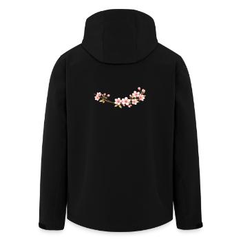 Cherry blossom branch spring motif - Men’s Recycled Softshell Jacket by Stanley/Stella - black - Back - AI Model Male 185 light (185cm)
