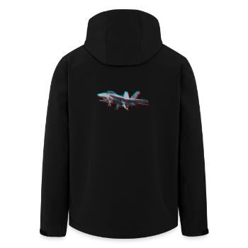 F18 Fighter Jet Glitch Aviation Streetwear - Men’s Recycled Softshell Jacket by Stanley/Stella - black - Back - AI Model Male 185 light (185cm)