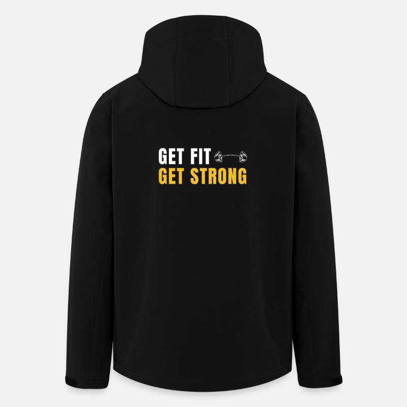 Get Fit Get Strong - Fitnessgeschenk mit Hanteln - Recycelte Männer Softshell-Jacke von Stanley/Stella - Schwarz