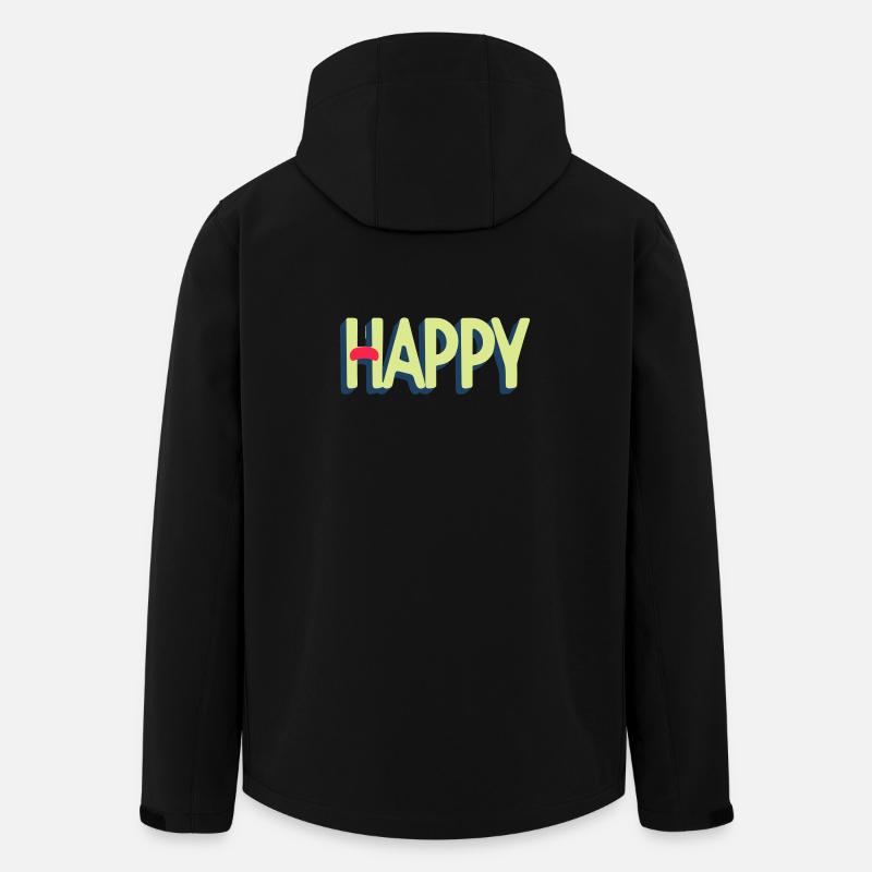 Happy Text Design - Men’s Recycled Softshell Jacket by Stanley/Stella - black