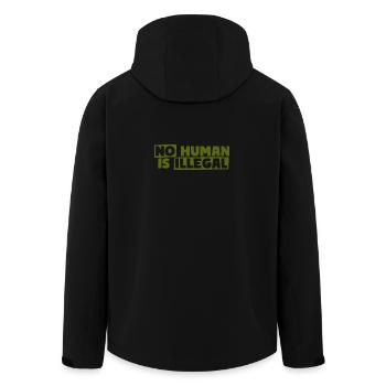 No Human Is Illegal - Kein Mensch ist illegal - Recycelte Männer Softshell-Jacke von Stanley/Stella - Schwarz - Hinten - AI Model Male 185 light (185cm)