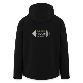 Soldatenmentalität | Crosstraining und Workout - Recycelte Männer Softshell-Jacke von Stanley/Stella - Schwarz - Hinten - AI Model Male 185 light (185cm)