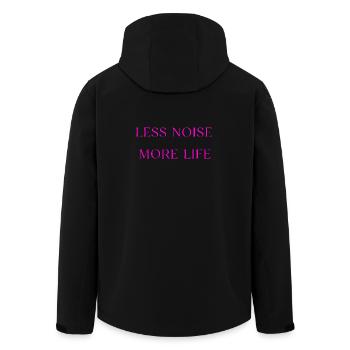Less Noise More Life Saying - Men’s Recycled Softshell Jacket by Stanley/Stella - black - Back - AI Model Male 185 light (185cm)