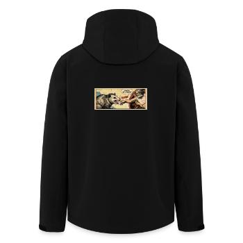 Opossum Beats God's Hand Funny Opossum Meme - Men’s Recycled Softshell Jacket by Stanley/Stella - black - Back - AI Model Male 185 light (185cm)