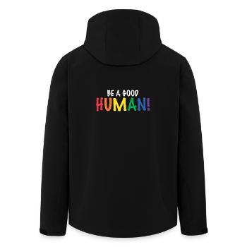 Be a Good Human Spread Kindness and Love Pride - Recycelte Männer Softshell-Jacke von Stanley/Stella - Schwarz - Hinten - AI Model Male 185 light (185cm)