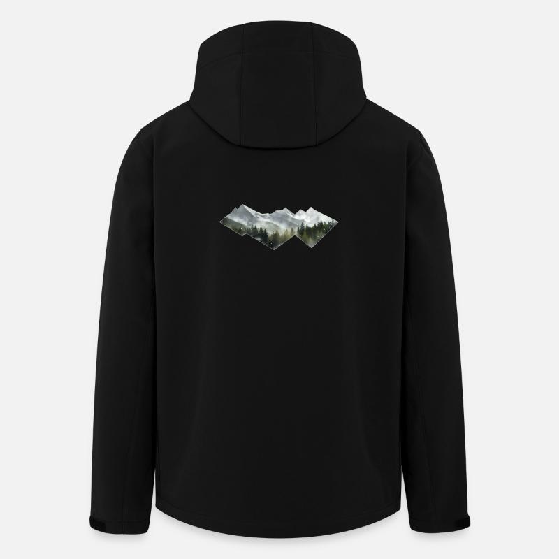 Berge Minimalismus - Recycelte Männer Softshell-Jacke von Stanley/Stella - Schwarz
