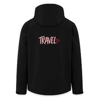 Reiseherz  - Recycelte Männer Softshell-Jacke von Stanley/Stella - Schwarz - Hinten - AI Model Male 185 light (185cm)