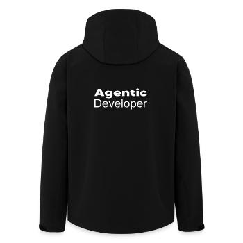 Techno-utopia: Agentic Developer - Men’s Recycled Softshell Jacket by Stanley/Stella - black - Back - AI Model Male 185 light (185cm)