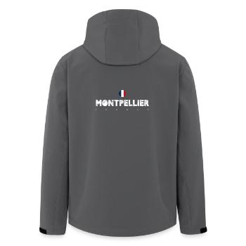 Montpellier France City Wordmark - Men’s Recycled Softshell Jacket by Stanley/Stella - anthracite - Back - AI Model Male 185 light (185cm)