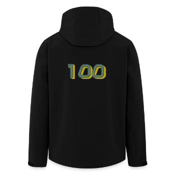 100. 100 YEARS. 100th ANNIVERSARY. BIRTHDAY 100 - Men’s Recycled Softshell Jacket by Stanley/Stella - black - Back - AI Model Male 185 light (185cm)