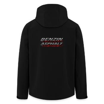 Benzin im Blut, Asphalt im Herzen - Recycelte Männer Softshell-Jacke von Stanley/Stella - Schwarz - Hinten - AI Model Male 185 light (185cm)