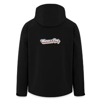 Rainbow Retro Womens Day Graphic - Men’s Recycled Softshell Jacket by Stanley/Stella - black - Back - AI Model Male 185 light (185cm)