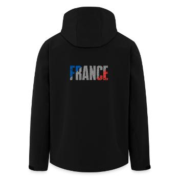 France Flag Distressed Typography - Men’s Recycled Softshell Jacket by Stanley/Stella - black - Back - AI Model Male 185 light (185cm)