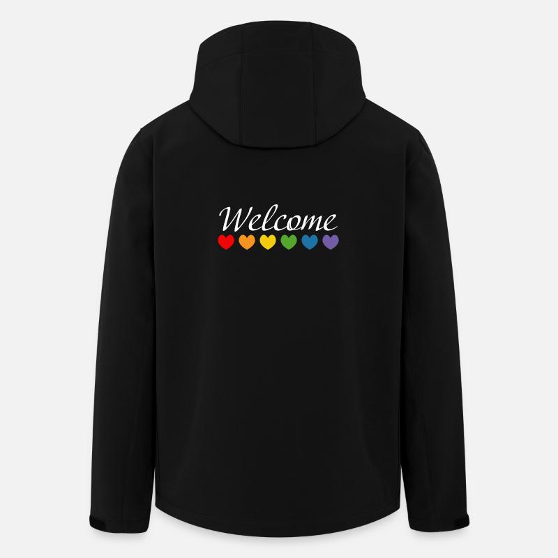 Rainbow Hearts Welcome blanc - Veste softshell homme en polyester recyclé Stanley/Stella - noir