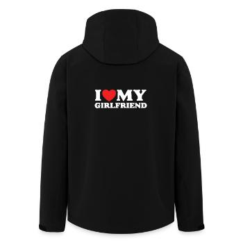 I Love My Girlfriend - Men’s Recycled Softshell Jacket by Stanley/Stella - black - Back - AI Model Male 185 light (185cm)