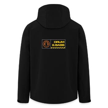 db warning - Men’s Recycled Softshell Jacket by Stanley/Stella - black - Back - AI Model Male 185 light (185cm)