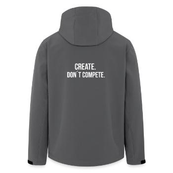CREATE. DON ́T COMPETE. | Greyline Official - Men’s Recycled Softshell Jacket by Stanley/Stella - anthracite - Back - AI Model Male 185 light (185cm)