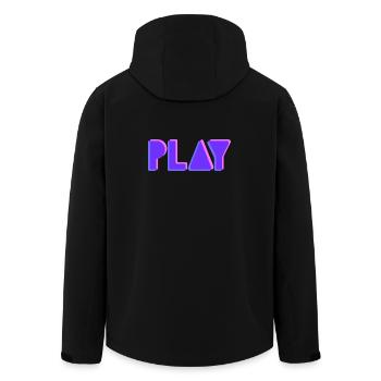 Press Play – Musik Party DJ Shirt Club Style - Recycelte Männer Softshell-Jacke von Stanley/Stella - Schwarz - Hinten - AI Model Male 185 light (185cm)