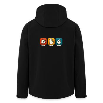 Stein Papier Ommm Lustige Meditation Yoga Meditier - Recycelte Männer Softshell-Jacke von Stanley/Stella - Schwarz - Hinten - AI Model Male 185 light (185cm)