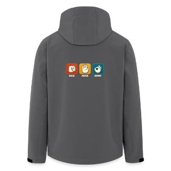 Stein Papier Ommm Lustige Meditation Yoga Meditier - Recycelte Männer Softshell-Jacke von Stanley/Stella - Anthrazit - Hinten - AI Model Male 185 light (185cm)