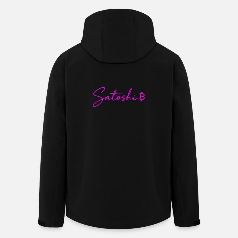 Satoshi Lettres Néon Bitcoin Script Rose - Veste softshell homme en polyester recyclé Stanley/Stella - noir