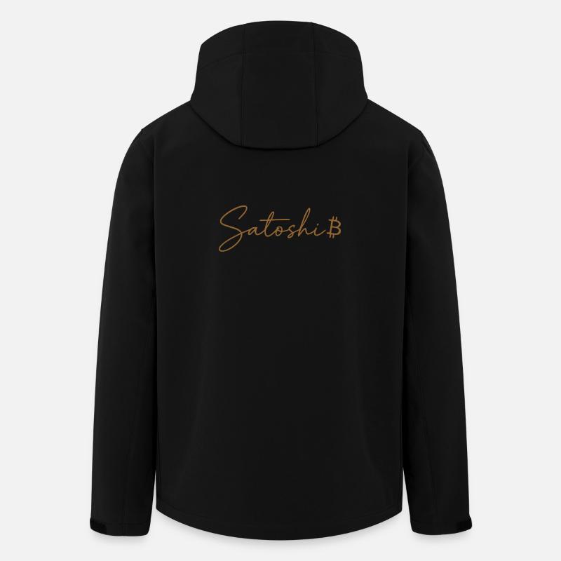 Satoshi Bitcoin Schriftzug Design Gold - Recycelte Männer Softshell-Jacke von Stanley/Stella - Schwarz