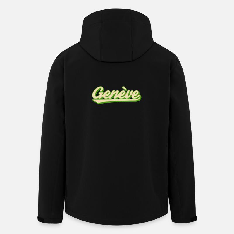 Genève Retro Script Lime - Men’s Recycled Softshell Jacket by Stanley/Stella - black