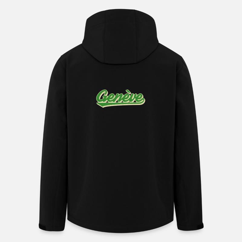 Genève Grün Retro Script - Recycelte Männer Softshell-Jacke von Stanley/Stella - Schwarz