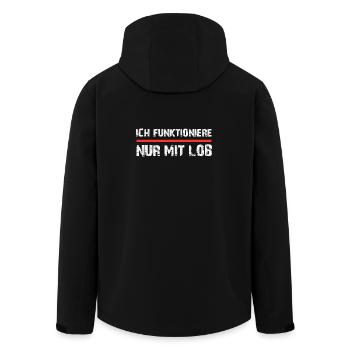 Ich funktioniere nur mit Lob Spruch - Recycelte Männer Softshell-Jacke von Stanley/Stella - Schwarz - Hinten - AI Model Male 185 light (185cm)