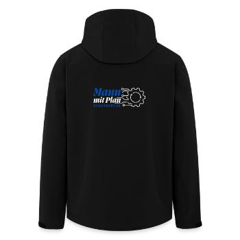 Mann mit Plan - Konstruktör, Konstrukteur - Recycelte Männer Softshell-Jacke von Stanley/Stella - Schwarz - Hinten - AI Model Male 185 light (185cm)