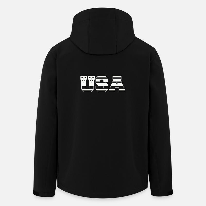 USA Block Font Retro Patriotic - Men’s Recycled Softshell Jacket by Stanley/Stella - black