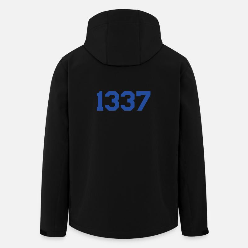 1337 – Blaues Textdesign - Recycelte Männer Softshell-Jacke von Stanley/Stella - Schwarz