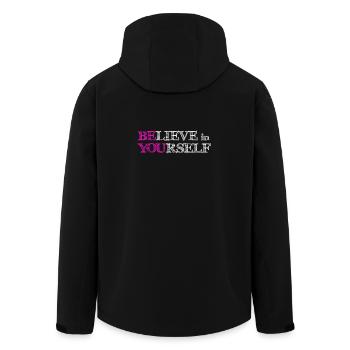 Believe In Yourself - Pink Scribble White - Men’s Recycled Softshell Jacket by Stanley/Stella - black - Back - AI Model Male 185 light (185cm)