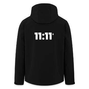 11:11 ✦ Minimal Shirt – Cosmic Aesthetic Design - Men’s Recycled Softshell Jacket by Stanley/Stella - black - Back - AI Model Male 185 light (185cm)